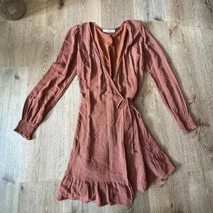 Abercrombie & Fitch Brown Polkadot Ruffle Wrap Dress Size S